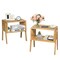 Pair of Wicker Accent Tables with Shelf for Bedroom or Living Room